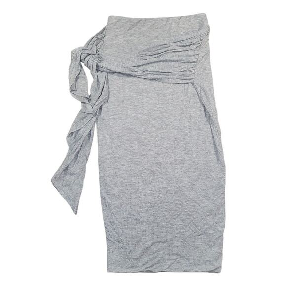 Fashion Nova Ready To Go Bodycon Skirt XS Light Gray Tie Waist EUC - Picture 5 of 9